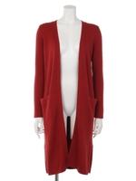 毛混リブニットロングカーディガン/オレンジ