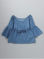 2wayデニムフレアスリーブプルオーバー/ライトインディゴ