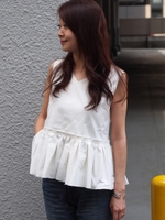 【WEB限定】◎JC ペプラム ノースリーブブラウス/OFF WHITE