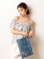 ストリングオフショルトップス/ネイビー