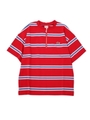 STRIPED HALF ZIP TEE/ホワイト