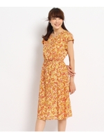 〔洗える〕グラデーションフラワーワンピース/レッド(162)