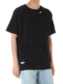 【AZUL by moussy】ダメージクルーネック半袖T/柄BLK