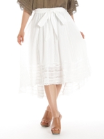 コットン楊柳×トーションレース イレギュラーヘムスカート/オフホワイト