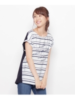 ボーダーロゴプリント異素材プルオーバー/オフホワイト(303)