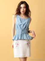 エンブロイダリータイトスカート/ベージュ