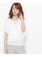 Vネックチュニックニットプルオーバー/ホワイト系(002)