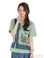ヴィンテージスカーフプリントＴシャツ/グリーン