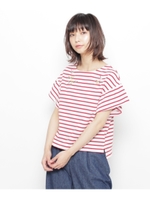 刺繍入りフレアスリーブカットソー/ネイビー(393)