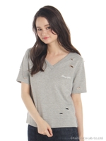 両Vダメージ裏毛TOPS/WH