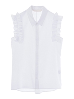 フリルノースリーブブラウス/ホワイト