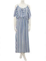 エスニックマキシワンピース/ブルー