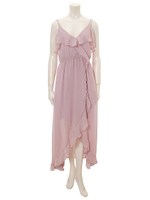 カシュクールフリルマキシワンピース/ダスティーピンク