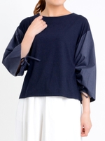 ギャザー袖切り替えプルオーバー/オフ