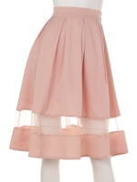 オーガンジー切替スカート/ピンク
