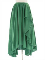 無地ラッフルフリルスカート/グリーン