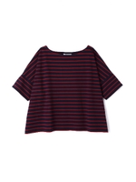 ボーダー天竺カットソー/ネイビー×ボルドー1(121)