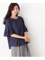 チェックステッチブラウス/オフホワイト(203)