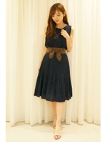 モイストサテンプリーツブラウス/ネイビー(120)