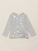 BABY リボン長袖Tシャツ/杢グレー