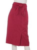 ハイベルト付きスエードスカート/濃ピンク