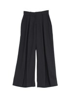 リネン混タックワイドパンツ/ブラック