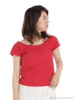 後ろねじりワッフルカットソー/レッド