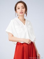 【Shelly island】胸ポケットスキッパーブラウス/ホワイト