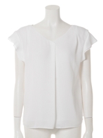 バックリボンラッフルブラウス(ホワイト)/ホワイト