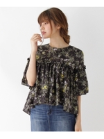 フラワーヴィンテージサテンブラウス/ブラック(019)