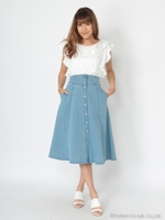 デニムフレアスカート/サックス