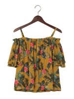 リーフ柄JZオフショル/TOPS/クロ/A