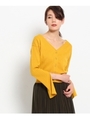 ワイドリブ スリットスリーブカーディガン/イエロー(032)