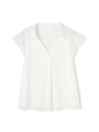 衿付きシフォンラッフルブラウス/ホワイト(030)