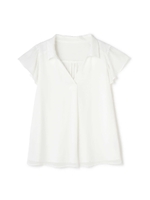 衿付きシフォンラッフルブラウス/ホワイト(030)