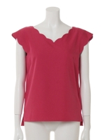 麻調洗えるスカラブラウス/マスタード