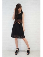 カラーブロックレースワンピース　/ブラック(010)