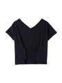 《BLANCHIC》レースアップTシャツ/ブラック(010)