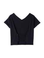 《BLANCHIC》レースアップTシャツ/ブラック(010)