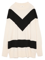 【emmi atelier】ボーダーニットプルオーバー/WHT