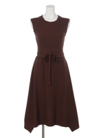 ベルト付イレヘムニットワンピース/ブラウン