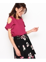 オープンショルダーラッフルシャツ/ラズベリーピンク(073)