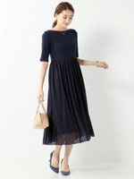 〓★JC フライス Wギャザー シアーワンピース/NAVY