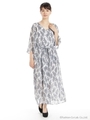ペイズリー柄ガウンワンピース/シロ