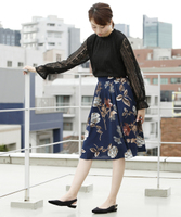 【TIME SALE】大花柄プリントタックフレアスカート