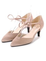 【柔らかSoft Insole】フロントリボンセパレートパンプス/ベージュスエード