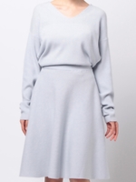 VネックRIBドルマンフレアーワンピース/L.GRY