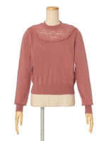 【F i.n.t】レースヨークハイネックニットプルオーバー/PINK