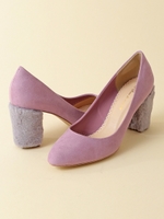 【パンプス】ヒールファーパンプス/ブラック