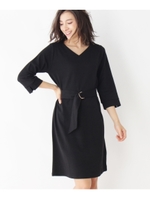 エンボスチェック丸カンリボンワンピース/ダークオレンジ(068)